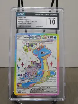 PSA 10 Lapras ex Stellar Crown Ultra Rare Holo Pokemon Card 158/142 - Image 1