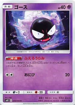 Gastly30/095 030/095 Common SM10: Double Blaze Japanese Pokemon NM 000220 - Image 1