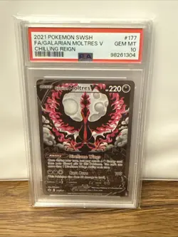 Pokemon Galarian Moltres V Chilling Reign Full Alt Art #177 PSA 10 Gem Mint - Image 1