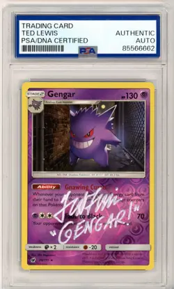 PSA Signed Ted Lewis Pokemon TCG Gengar Crimson Invasion 38/111 Reverse Holo - Image 1