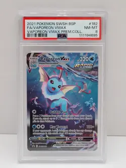 2021 Pokemon Promo Vaporeon VMAX #SWSH182 PSA 8 - Image 1