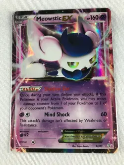 Meowstic EX ULTRA RARE 37/83 XY Generations Pokemon Card HOLO NM 2016 - Image 2