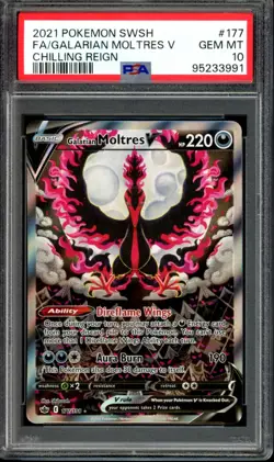 PSA 10 GEM MINT Galarian Moltres V Alt Art 177/198 Chilling Reign 2021 Pokemon - Image 1