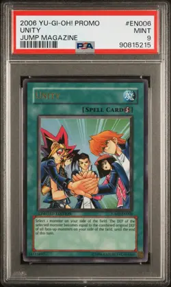 Yugioh PSA 9 Unity JUMP-EN006 Ultra Rare Limited Edition 2006 Shonen Promo - Image 1