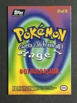 Bulbasaur Topps Pokemon #01 E1/12 1999 MP - Image 2