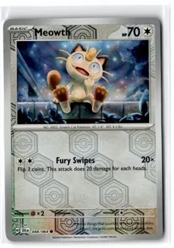 2024 Scarlet & Violet Series - Shrouded Fable Meowth #48 Common Reverse Holo - Image 1