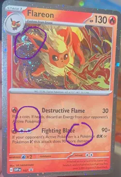 Pokemon Flareon SVP 167 Cosmos Holo BLEED TRIPLE SWIRL Black Star Promo - NM - Image 2