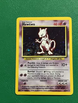 1999 Pokemon TCG Mewtwo Base Set Holo Unlimited Rare Card 10/102 Lightly Played - Image 1