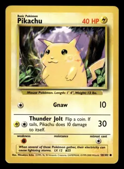 Pikachu 58/102 Base Set 4th Print UK 1999-2000 Pokemon Card - Image 1