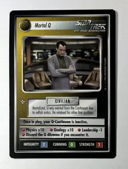 STAR TREK CCG Q CONTINUUM RARE CARD MORTAL Q STCCG NEVER PLAYED - Image 1