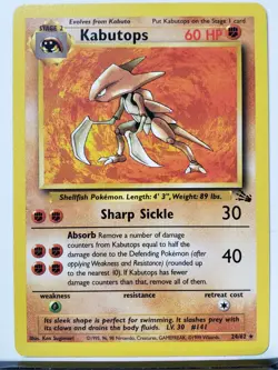 Kabutops 24/62 - VLP / NM - RARE 1999 Fossil Pokemon Card - $2 Combined Shipping - Image 1