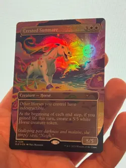 1X FOIL Crested Sunmare BORDERLESS MINT MTG Magic Secret Lair '90s Horse EDH - Image 2