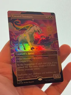 1X FOIL Crested Sunmare BORDERLESS MINT MTG Magic Secret Lair '90s Horse EDH - Image 3