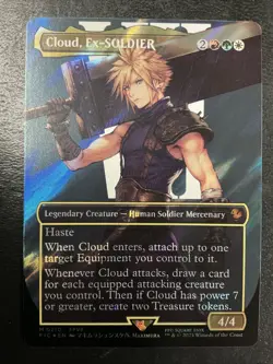 Cloud Ex-Soldier Borderless Surge Foil Final Fantasy Magic The Gathering Used - Image 1