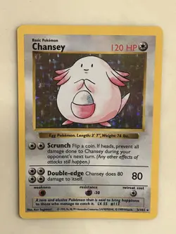 1999 Pokemon TCG Chansey Base Set Holo Rare Card 3/102 Vintage WOTC NEAR MINT - Image 1