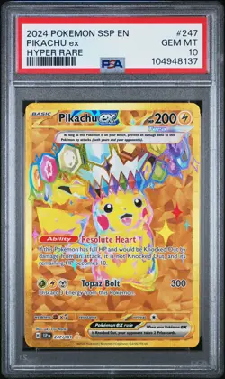 PSA 10 Pikachu Ex #247 Hyper Rare S&V Surging Sparks 2024 Pokemon - Image 1