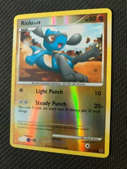 Riolu 91/127 Reverse Holo Pokemon Card - Platinum Base Set - 2009 - LP - Image 2