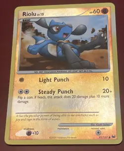 Pokemon TCG 2009 Platinum Riolu LV 15 91/127 Reverse Holo NM - Image 1