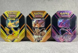 Pokemon TCG Pikachu, Eevee & Eternatus V Powers Tins (Lot Of 3) NEW SEALED - Image 1