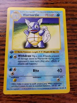 PL Pokemon Card - Wartortle 1st Edition Base Set (Shadowless) 42/102 Uncommon - Image 1