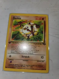 Mankey 55/64 1st Edition Jungle Set WOTC Pokemon Card 1999 Non-Holo LP/NM - Image 1