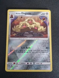 REVERSE HOLO Pokemon Sun & Moon Ultra Prism TCG Card Alolan Dugtrio 79/156 - Image 1