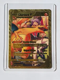 Pokemon Charizard V Gold Foil Fan Art Textured Card HP 170 - Image 1