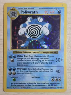 Pokemon Poliwrath 13/102 Shadowless Base Set Holo Rare (HP) - Image 1