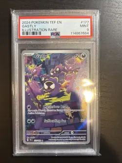 Pokemon 2024 Temporal Forces Gastly Illustration Rare #177 PSA MINT 9 - Image 1
