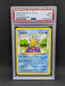 PSA 9 SQUIRTLE 63/102 Shadowless Base Set Common 1999 Pokemon Card MINT - Image 1