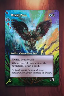 Baleful Strix *Magic Altered Hand Painted Extended Borderless Art* MTG by Erich - Image 1