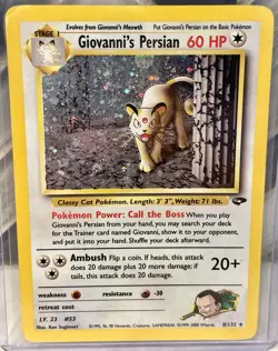 Pokemon TCG Giovanni's Persian Unlimited Holo Rare Gym Challenge 8/132 2000 WOTC - Image 1