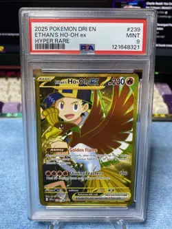 2025 Pokemon Ethan’s Ho-Oh ex Hyper Rare PSA 9 Golden Flame/Shining Feathers - Image 1