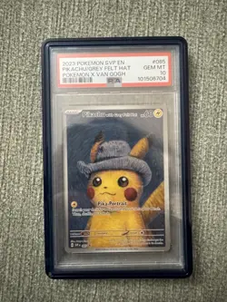 2023 Pokemon SVP en x Van Gogh Pikachu Grey Felt Hat PSA 10 Gem Mint #085 - Image 1