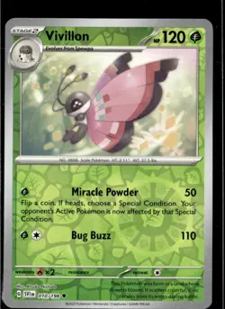 Pokemon Vivillon 010/198 Scarlet Violet Base Reverse Holo Common 2 Card Lot - Image 1