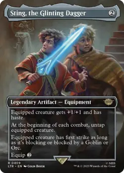 MTG STING, THE GLINTING DAGGER BORDERLESS The Lord of the Rings NM - Image 1
