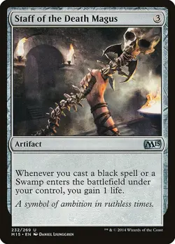 MTG - UNCOMMON REGULAR -M15: LP/EX - STAFF OF THE DEATH MAGUS 232/269 - Image 1