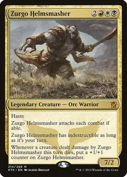 MTG MYTHIC REGULAR - KTK: KHANS OF TARKIR - LP- ZURGO HELMSMASHER 214/269 - Image 1