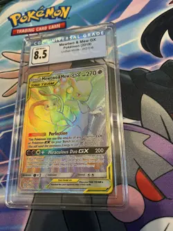 Mewtwo Mew GX 242/236 Unified Minds Secret Rare CGC 8.5 NM Mint PSA Pokemon Card - Image 1
