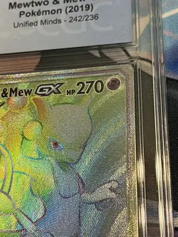 Mewtwo Mew GX 242/236 Unified Minds Secret Rare CGC 8.5 NM Mint PSA Pokemon Card - Image 3