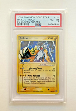 Pokemon Card Raikou Holo Gold Star 113/115 EX Unseen Forces ENG inglese PSA 8 - Image 1