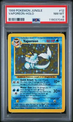 1999 POKEMON JUNGLE SET #12/64 VAPOREON-HOLO PSA 8 NM-MINT - Image 1