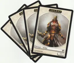 ✪ 4 MAGIC The Gathering SOLDAT White Creature Token MTG PLAYSET SOM/DE 2010 - Image 1