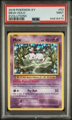2016 POKEMON XY EVOLUTIONS MEW HOLO PSA 9 #53/108 - Image 1