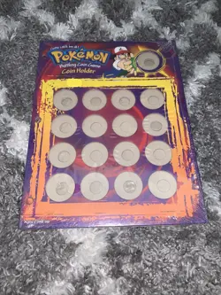 Vintage 1999 POKEMON Battling Coin Game Coin Holder 3pk Hasbro NEW Sealed Yellow - Image 1