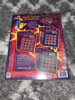 Vintage 1999 POKEMON Battling Coin Game Coin Holder 3pk Hasbro NEW Sealed Yellow - Image 2