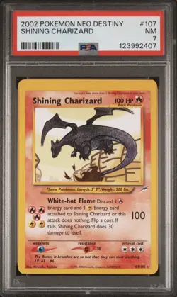 2002 Pokemon Neo Destiny #107 Shining Charizard PSA NM 7 - Image 1