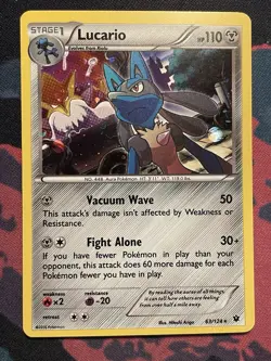 Lucario 63/124 XY Fates Collide 2016 Cosmos Holo Rare Pokemon TCG NM Condition - Image 1