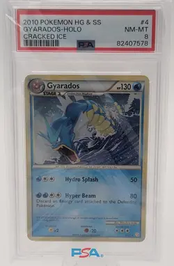 2010 Pokemon HeartGold & Soulsilver Gyarados Holo #4 PSA 8 Cracked Ice - Image 1