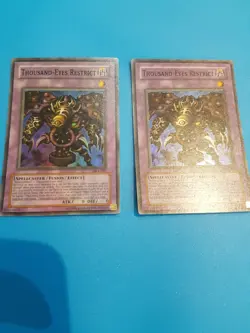 Yugioh Thousand-Eyes Restrict x2 Missprint Factory Faded DL1-001 SuperRare NM - Image 1